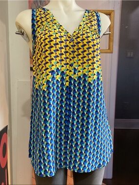 Marc Jacobs Yellow Geometric Print V-Neck Dress